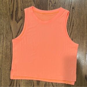 🧡 LULULEMON 🍊 Neon Orange Mesh Tank Size 4 EXCELLENT condition